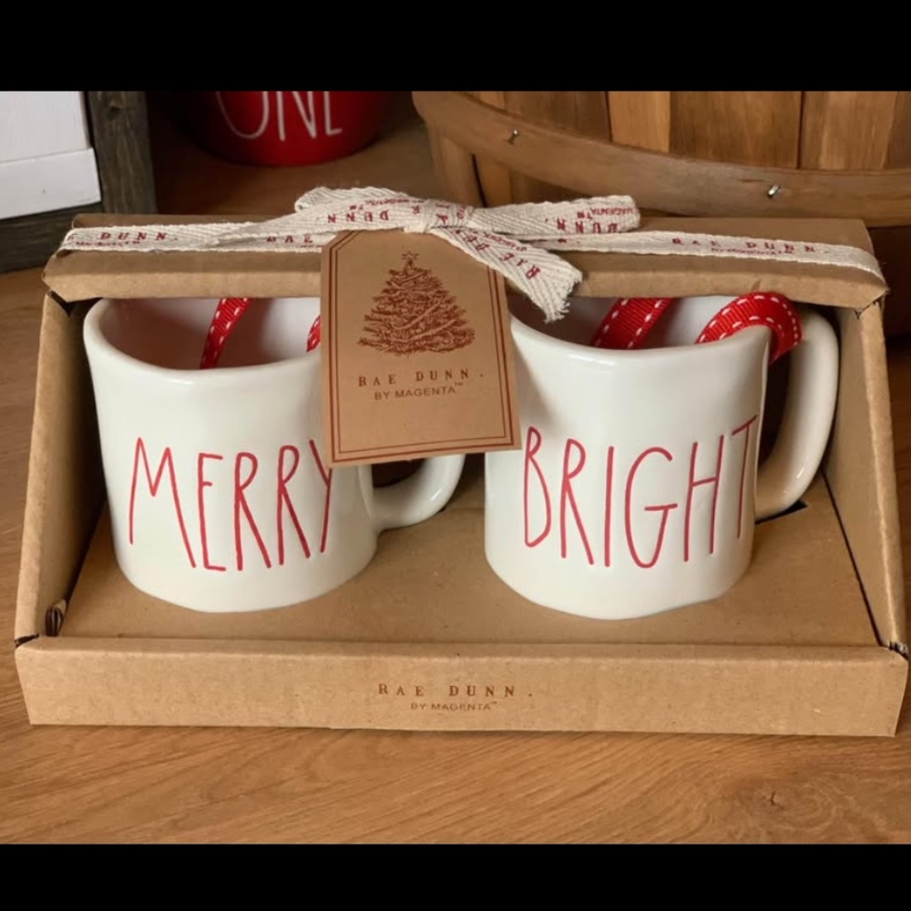 Rae Dunn Merry & Bright Mini Mug Set
